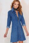 Retro Buttoned Mini Denim Dress