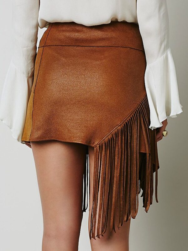 Asymmetric Fringe High-Waist Mini Skirt 2 903