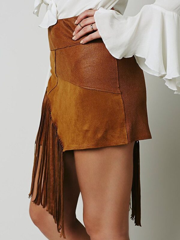Asymmetric Fringe High-Waist Mini Skirt 1 903