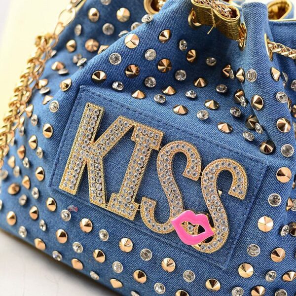 Shiny Studded Denim Shoulder Bag 2 934