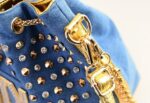 Shiny Studded Denim Shoulder Bag
