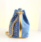Shiny Studded Denim Shoulder Bag