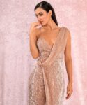Elegant One Shoulder Sequin Slit Gown