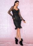 Glamorous Feather Trim Sequin Mini Dress