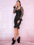 Glamorous Feather Trim Sequin Mini Dress