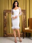 Glamorous Feather Trim Sequin Mini Dress
