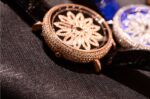 Colorful Artificial Diamond Genuine Leather Strap Women's Watch