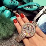 Colorful Roman Numeral Artificial Diamond Stainless Steel Watch