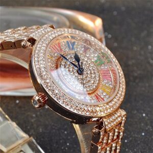 Colorful Roman Numeral Artificial Diamond Stainless Steel Watch