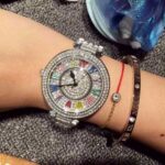 Colorful Roman Numeral Artificial Diamond Stainless Steel Watch