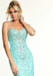 Beaded Lace Strapless Mermaid Evening Gown