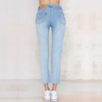 Star Printed High-Waist Ice Blue Jeans