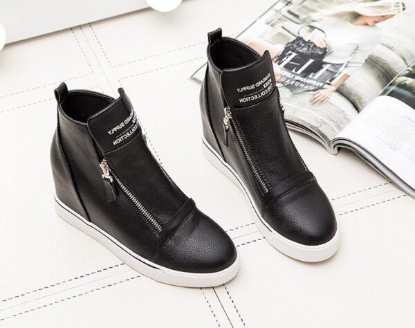 Black White Red Hidden Heel Zipper Sneakers 2 708
