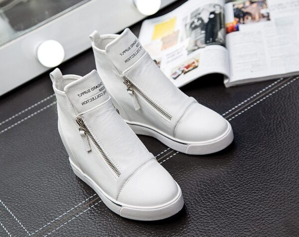 Black White Red Hidden Heel Zipper Sneakers 4 708