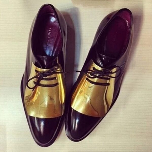 Black Metal-Embellished Patent Oxford Shoes 4 804