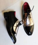 Black Metal-Embellished Patent Oxford Shoes