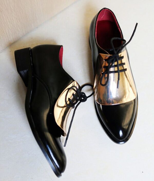 Black Metal-Embellished Patent Oxford Shoes 3 804