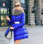 Belted Raccoon Fur Collar Polyester Parkas
