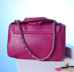 Chain-Collar Detailed Genuine Leather Shoulder Bag