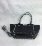 Rock-chic Studded Trapeze Genuine Leather Arm Bag