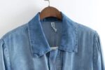 Ice Blue Denim Jacket with Adjustable Waist Tie