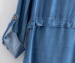 Ice Blue Denim Jacket with Adjustable Waist Tie