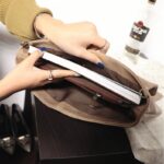 Chic Snap Button Genuine Leather Top Handle Bag