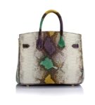 Vintage Genuine Leather Embossed Snake Print Bag