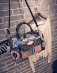 Edgy Studded Printed Denim Bag