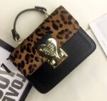 Vibrant Red & Leopard Mini Bag with Gold Heart Detail