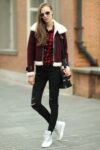 Bordeaux Suede Jacket with Plush Details