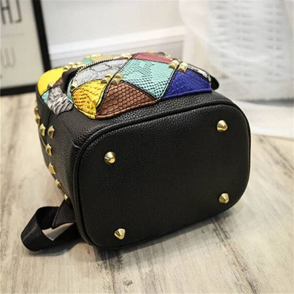 Vibrant Rainbow Studded Vegan Leather Backpack 6 217