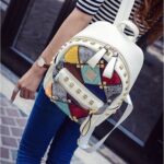 Vibrant Rainbow Studded Vegan Leather Backpack