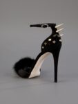 Edgy Feather & Studded Nubuck Stiletto Sandals