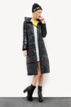 Long Hooded Puffer Coat with Faux Fur Lining