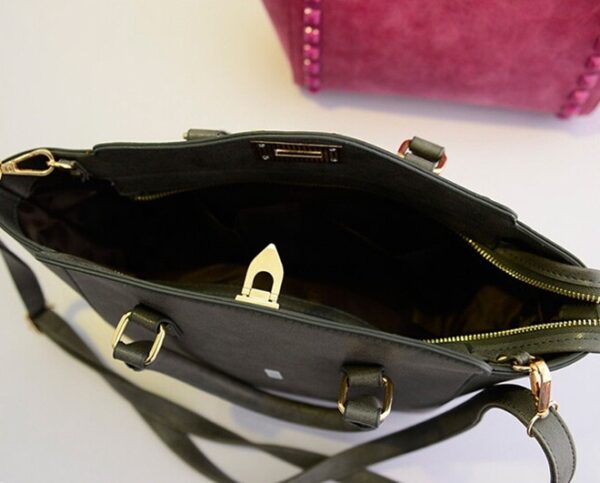 Studded Trapeze Vegan Leather Tote Bag 5 483