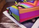 Rainbow Sleek Studded Vegan Leather Trapeze Bag