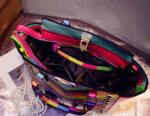 Rainbow Sleek Studded Vegan Leather Trapeze Bag
