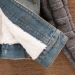 Ice Blue Faux Fur Collar Cropped Denim Jacket