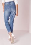 High Waist Vintage Ripped Boyfriend Jeans