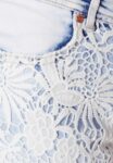 Romantic Lace-Front Ice Blue Mini Denim Shorts