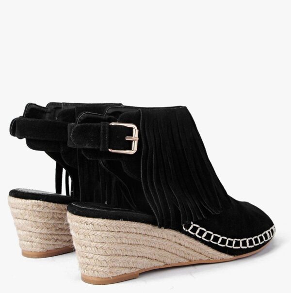 Bohemian Fringed Vegan Suede Espadrille Wedges 3 326