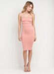 Strapless Knee-Length Powder Pink Midi Dress