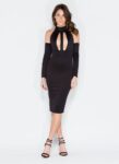 Chic Open Back Shoulder Halter Midi Dress