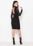 V-Neck Tie Detail Long Sleeve Midi Dress