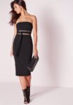 Strapless Belted Midi Bandage Dress