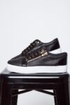 Snake Pattern Patent Leather Zipper Sneakers