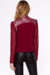 Vegan Leather Cropped Chiffon Sleeve Jacket