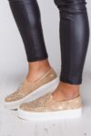 Glam Crystal Embellished Platform Sneakers
