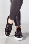Black Zipper Detail Suede Sneakers